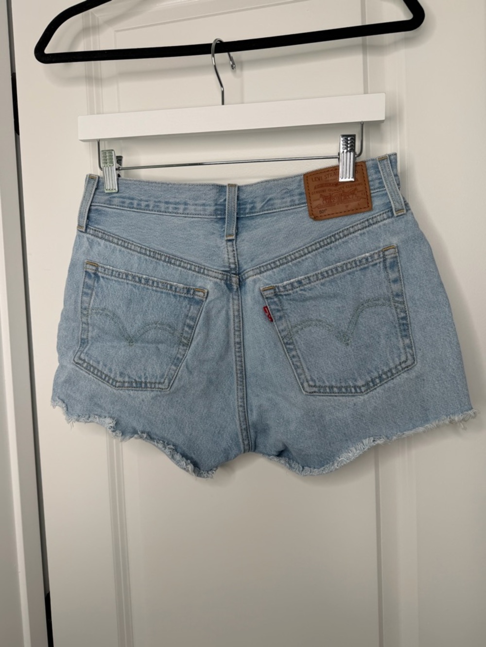 High-Rise Light Wash Distressed Denim Shorts - Picture 2 of 3